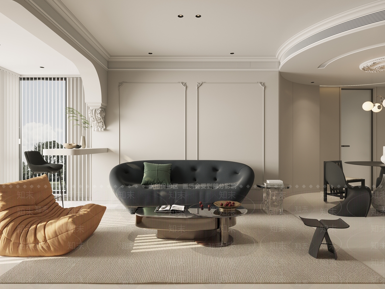 法式简约客厅3D模型下载【ID:1130816780】