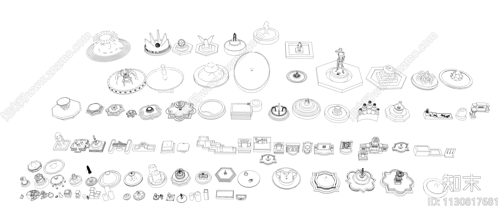 现代景观水池商场广场中心喷泉施工图下载【ID:1130817681】