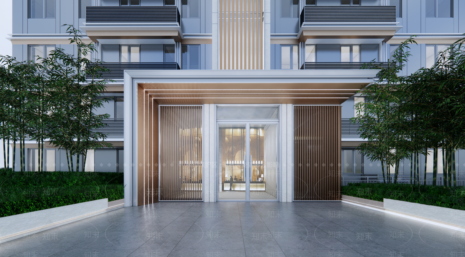 现代风格洋房门头入户SU模型下载【ID:1130820341】