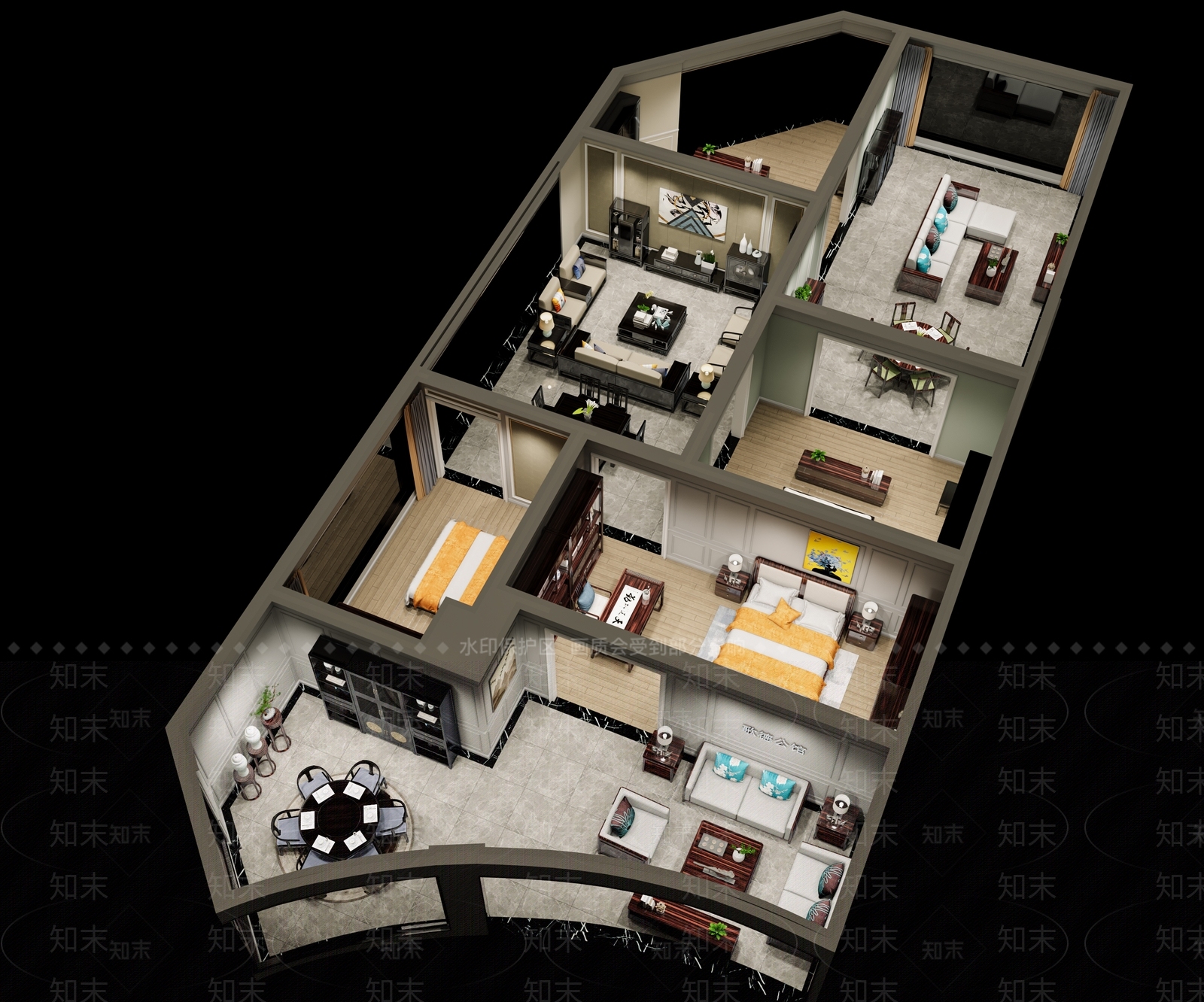 新中式家具展厅3D模型下载【ID:1130826696】