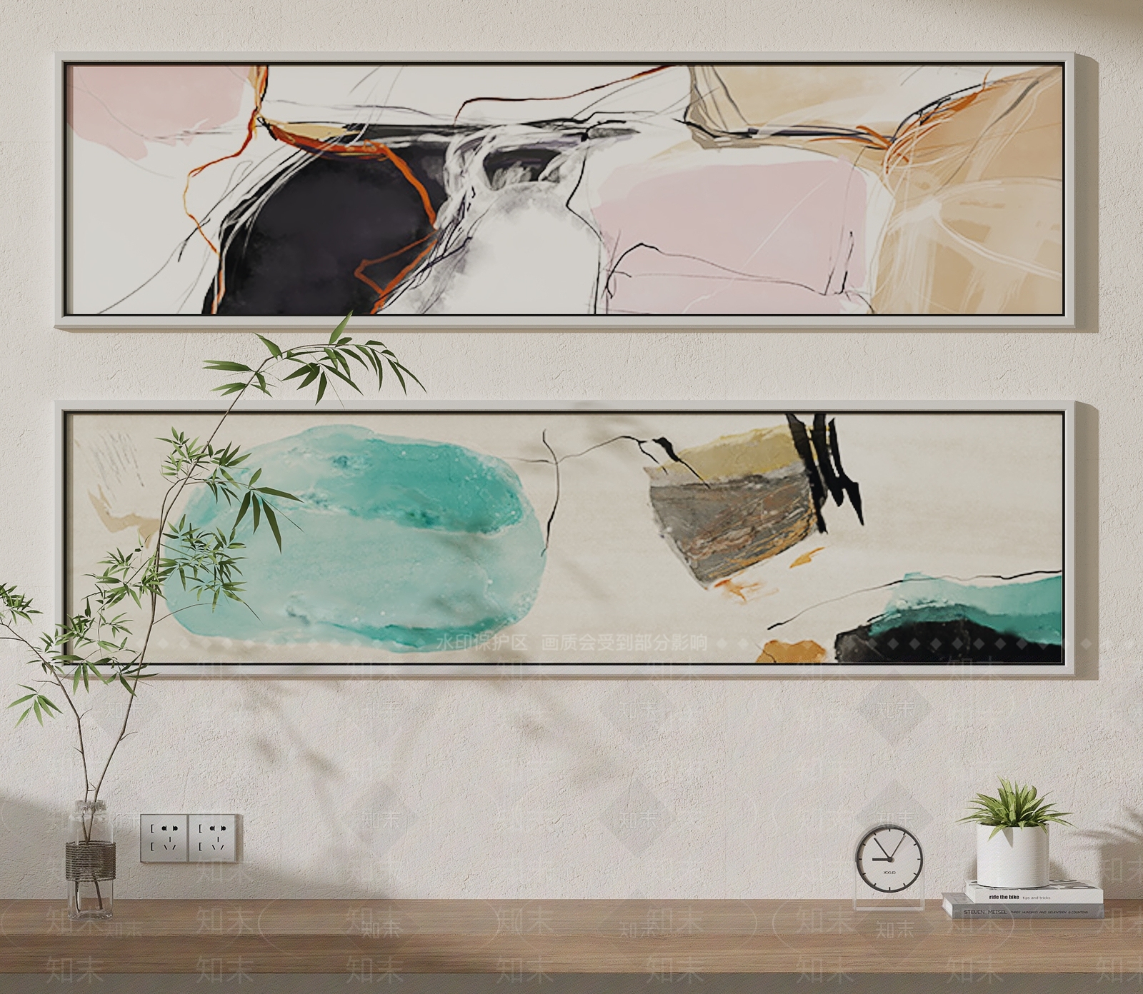 北欧横版客厅装饰画3D模型下载【ID:1130827037】