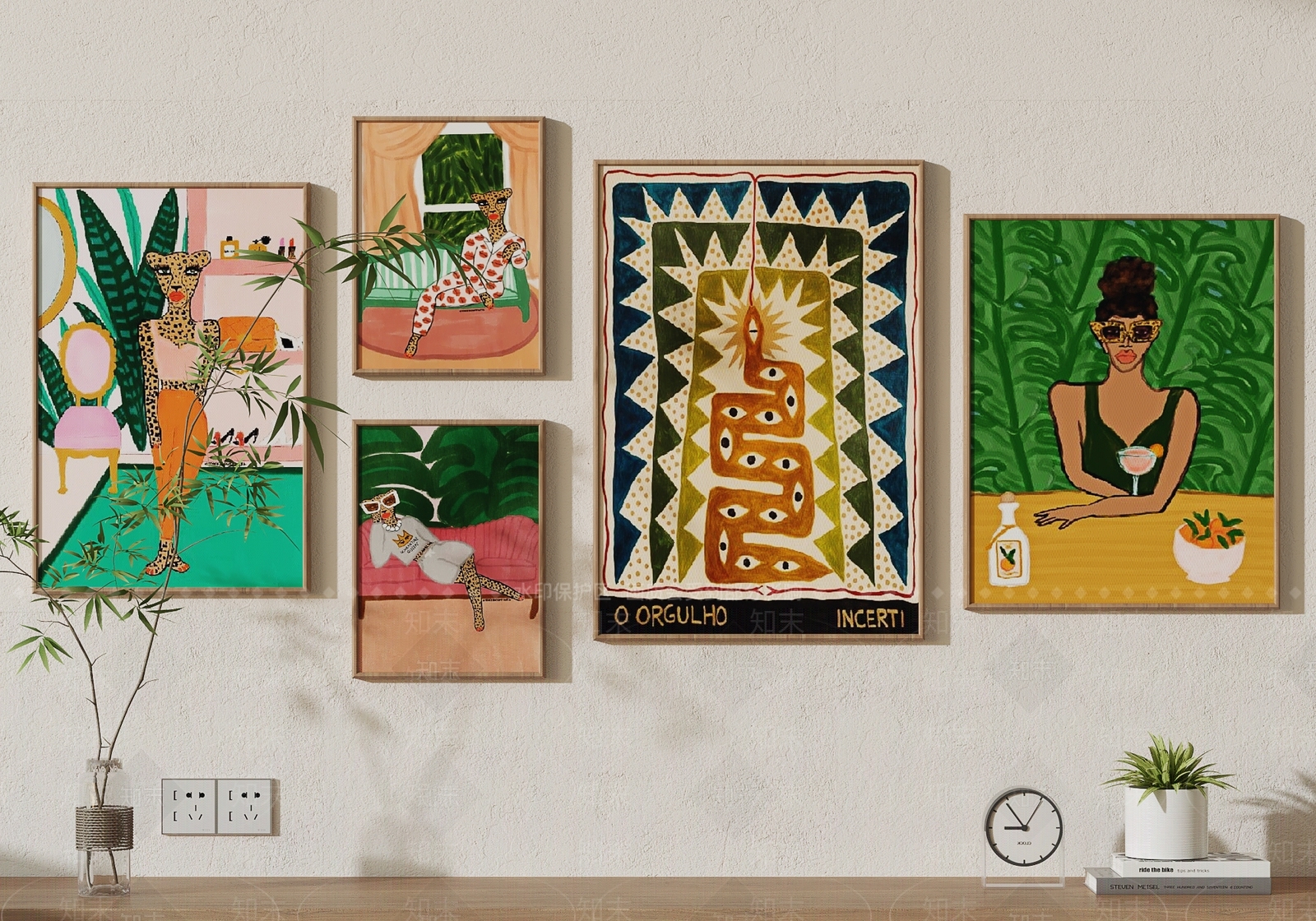 现代复古客厅装饰画3D模型下载【ID:1130827367】