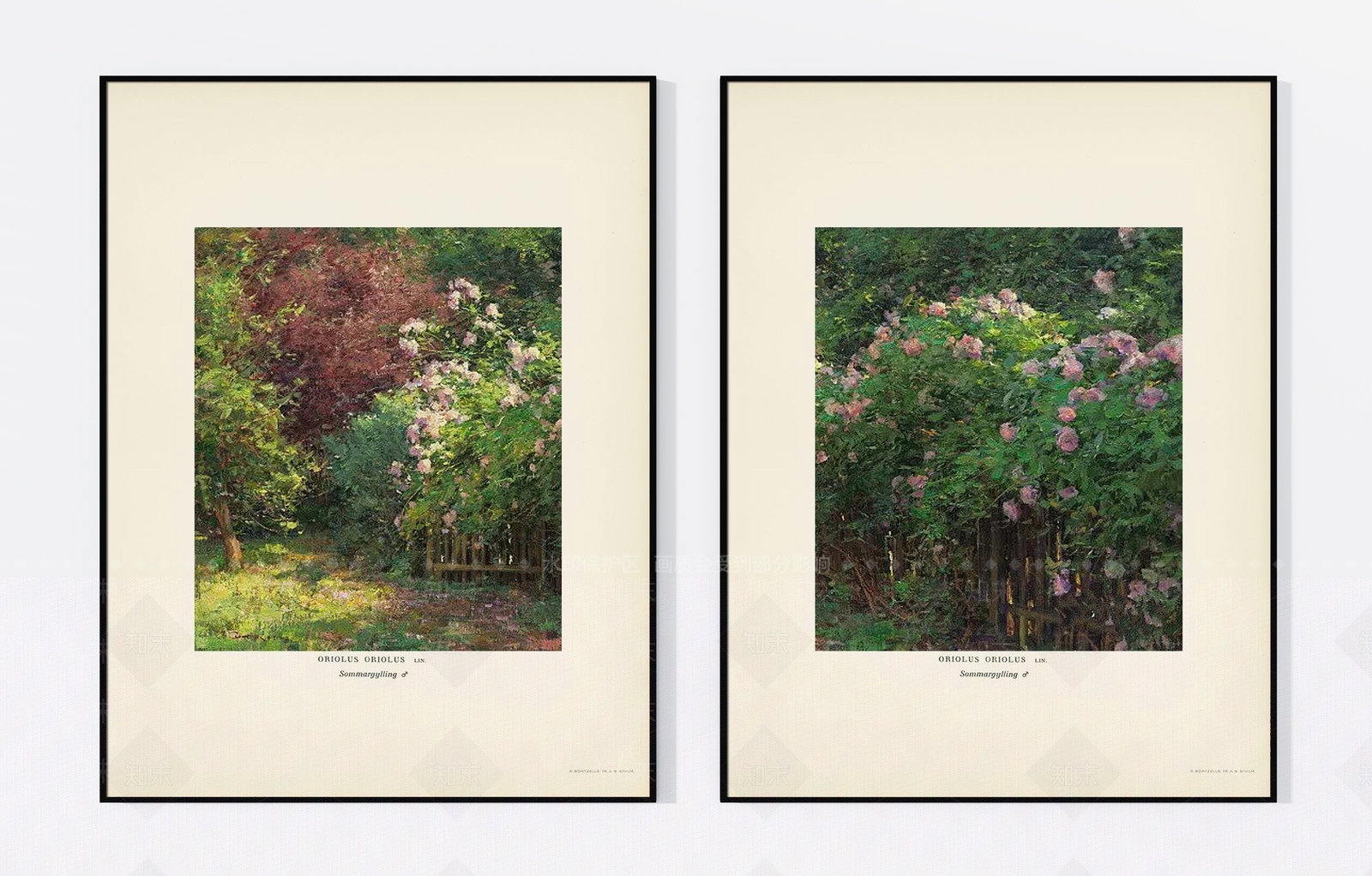 现代花园自然植物风景油画双拼挂画3D模型下载【ID:1130828482】