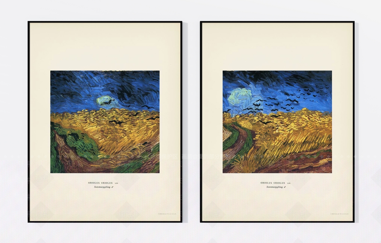 现代轻奢暗黑麦田风景油画双拼挂画3D模型下载【ID:1130828603】