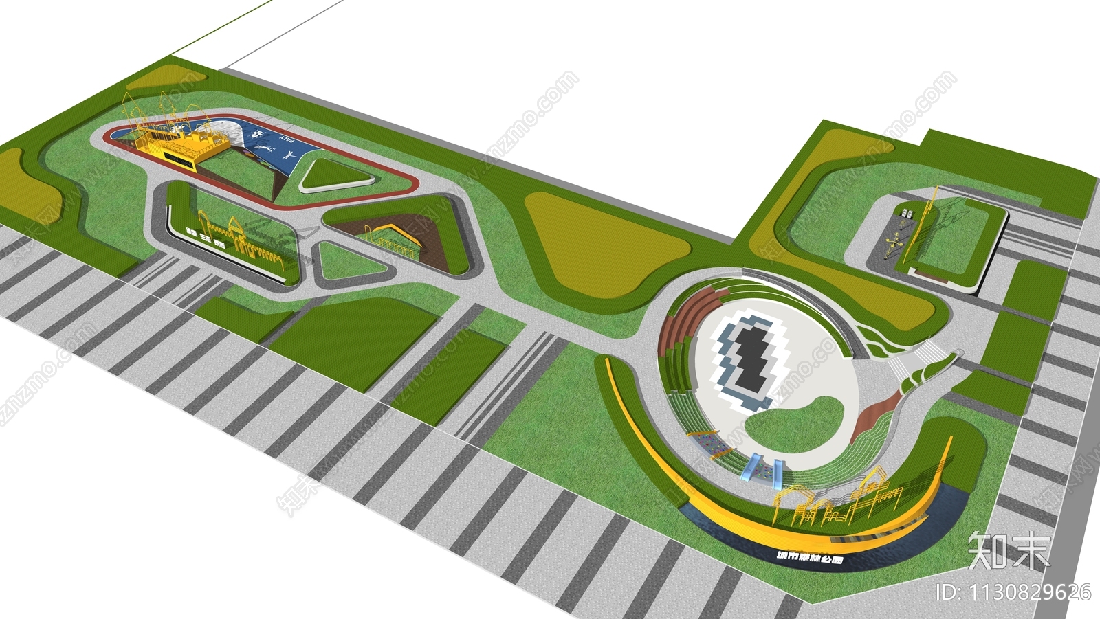 现代城市森林口袋公园SU模型下载【ID:1130829626】