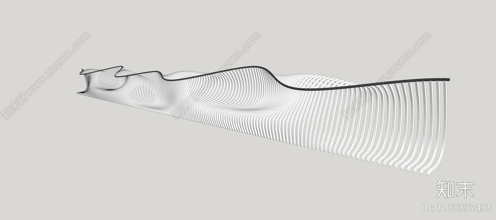 现代异形景观滨水围栏护栏座椅SU模型下载【ID:1130837435】