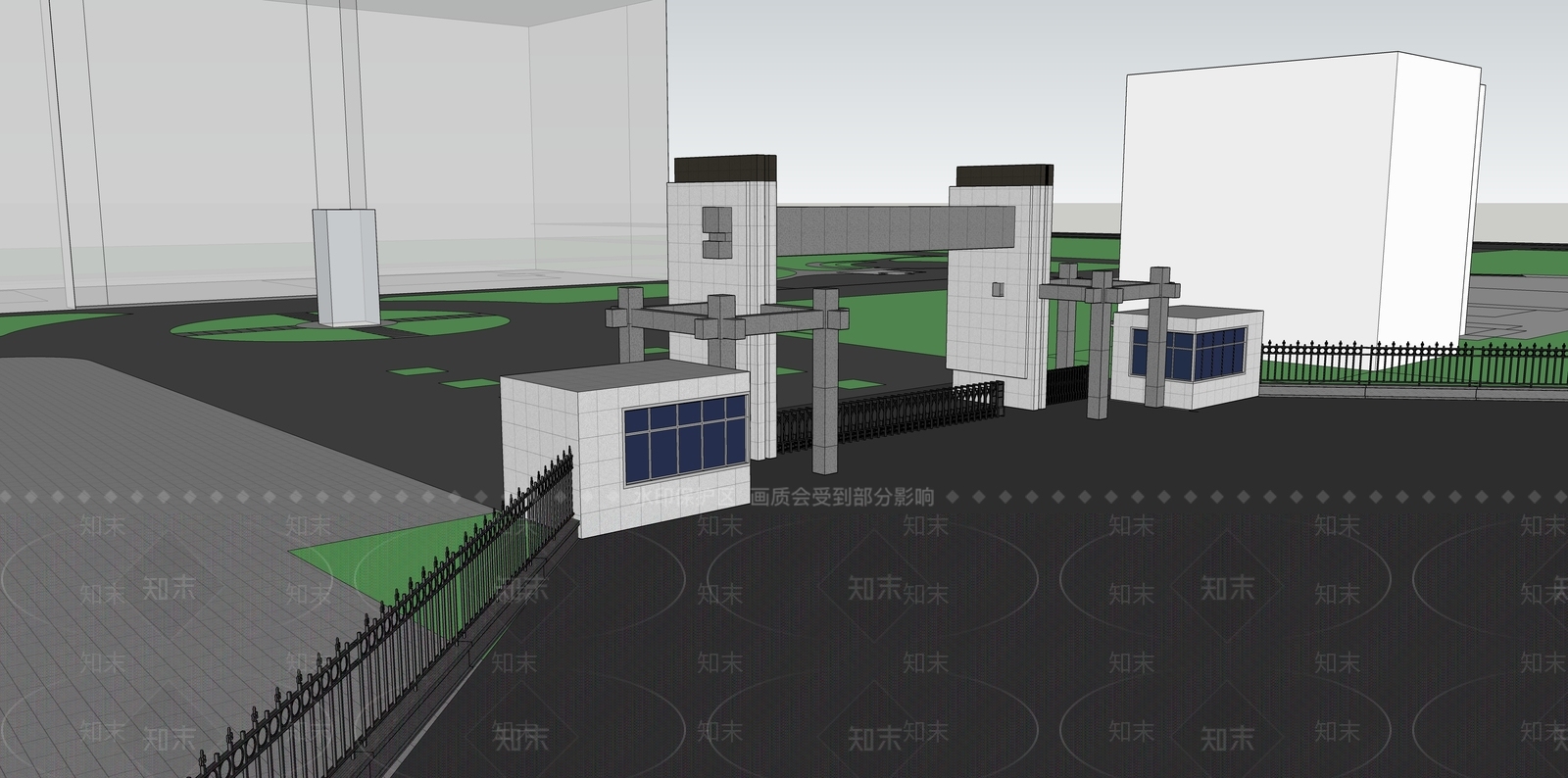 新中式入口大门SU模型下载【ID:1130840234】