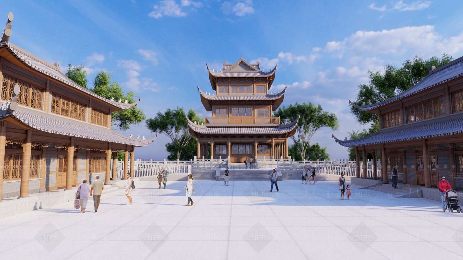 中式古建筑SU模型下载【ID:1130855785】
