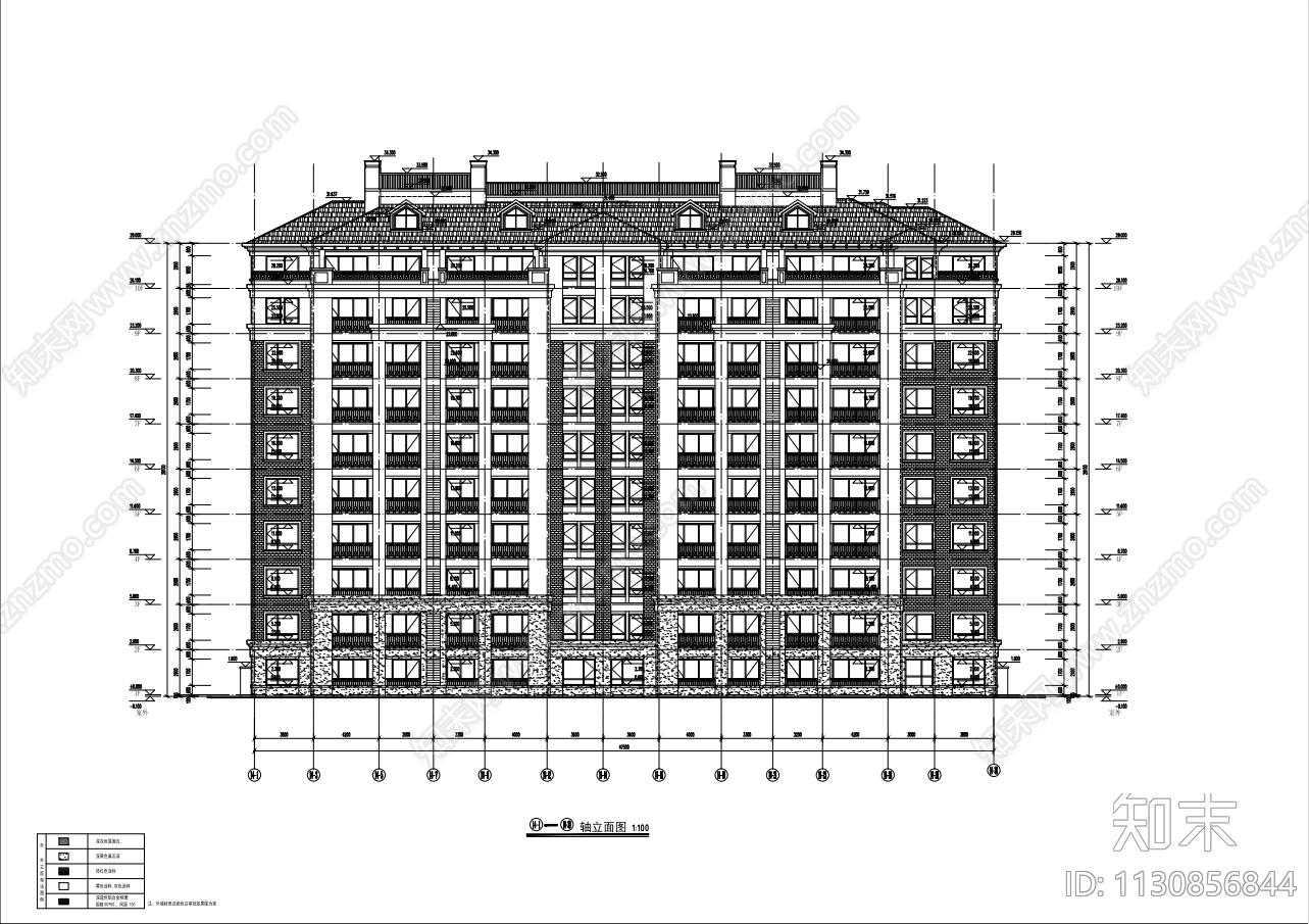 现代住宅建筑cad施工图下载【ID:1130856844】