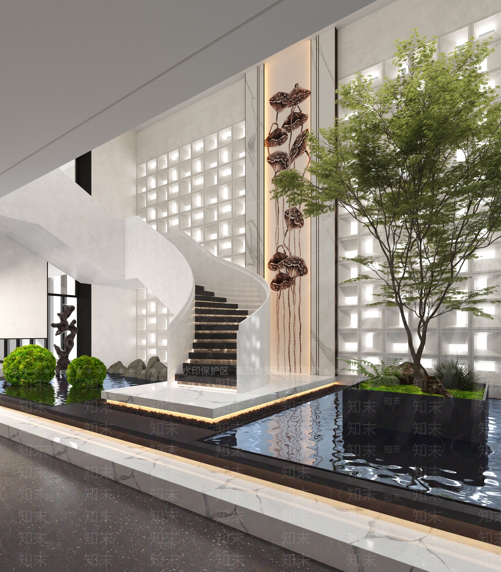 现代楼梯间3D模型下载【ID:1130857415】