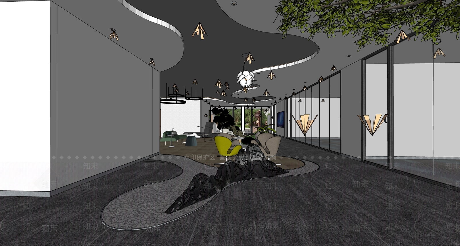 现代休闲办公区SU模型下载【ID:1130863172】