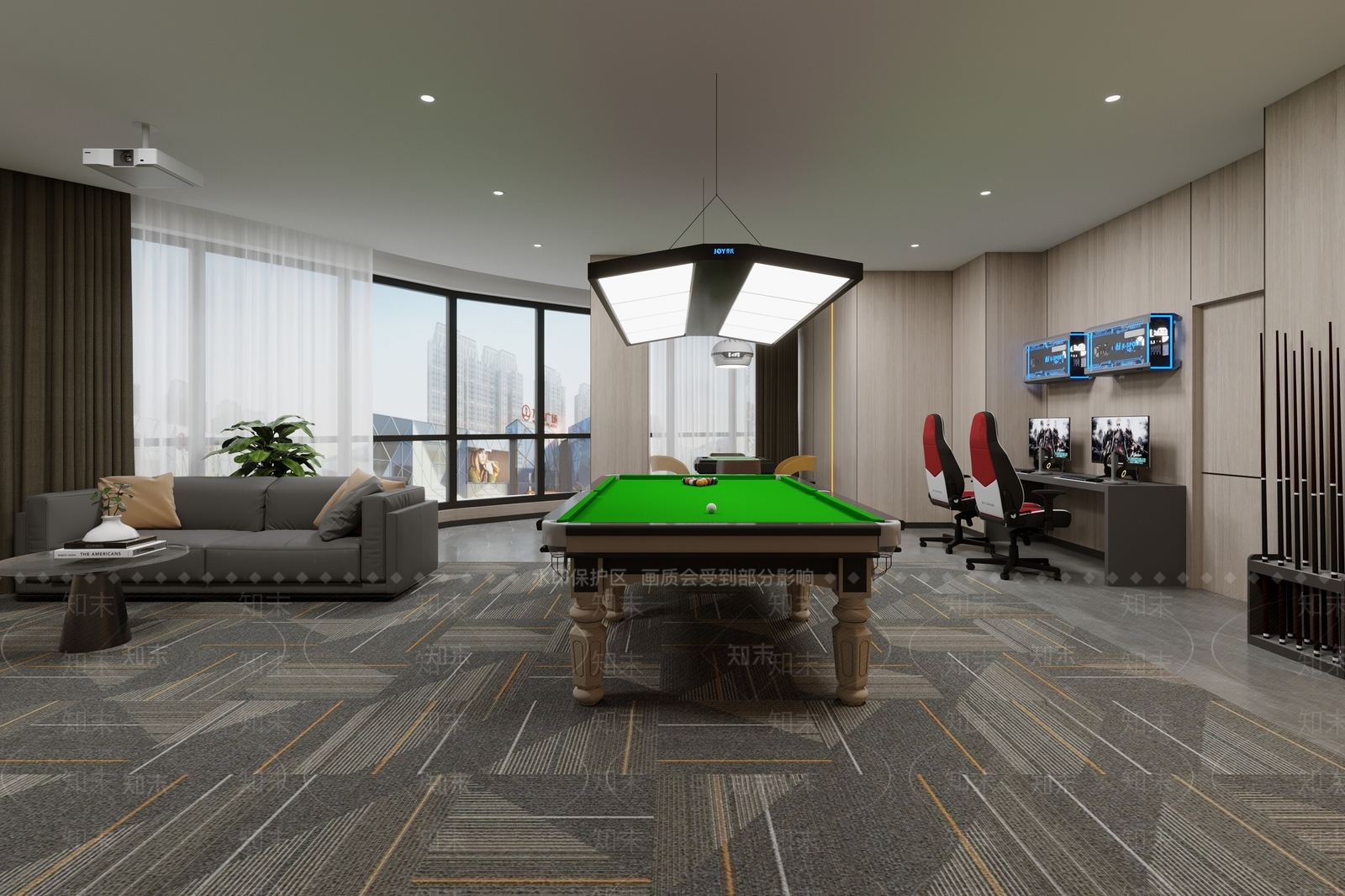 现代台球室包间3D模型下载【ID:1130864674】_知末3d模型网