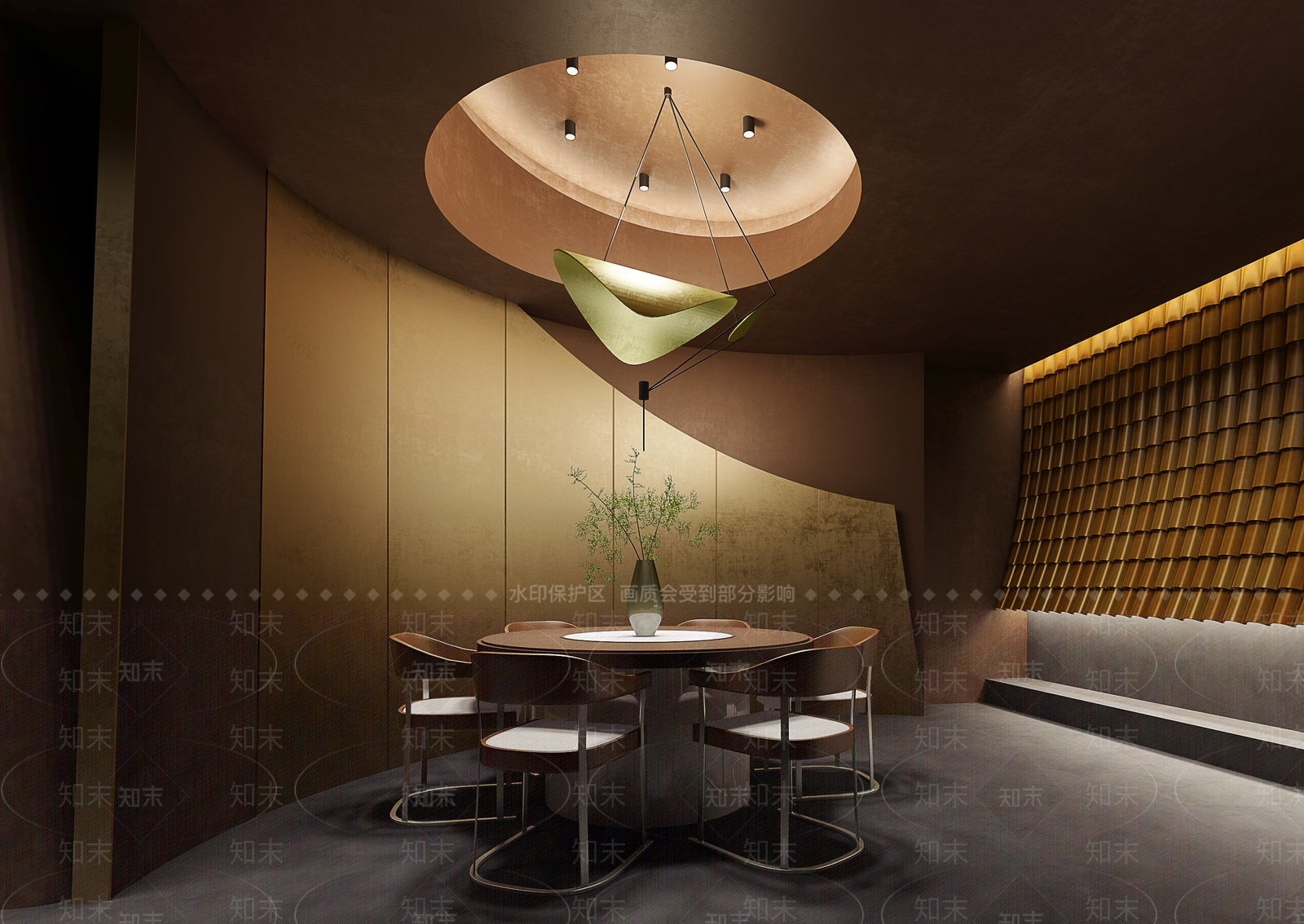 無象空间设计新中式餐厅包厢3D模型下载【ID:1130866714】