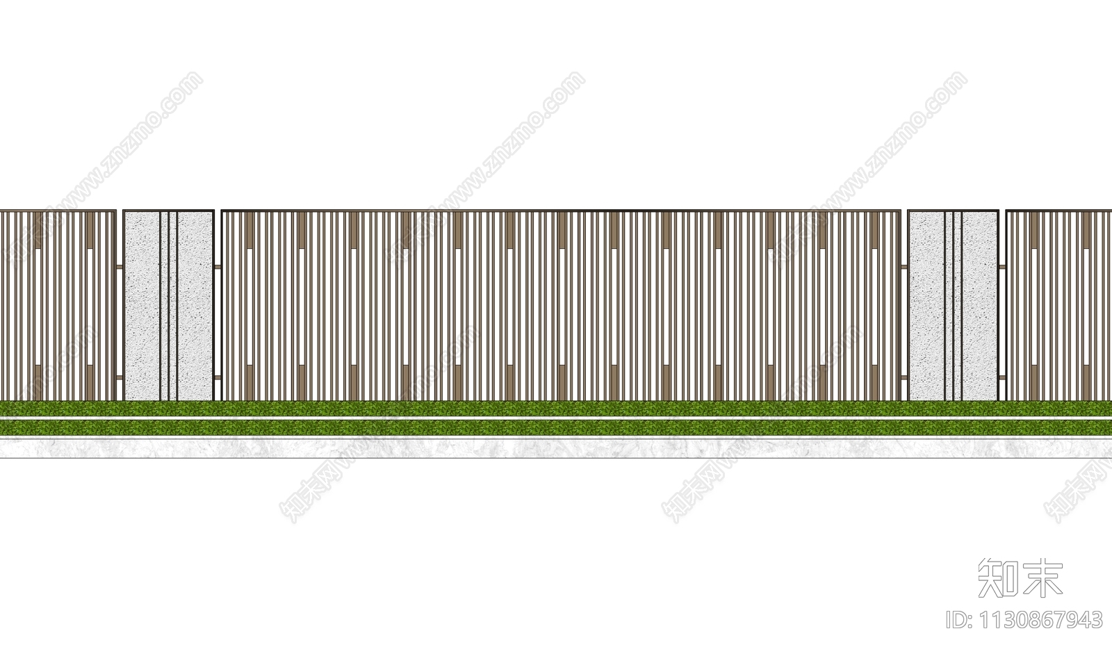 现代格栅围墙SU模型下载【ID:1130867943】