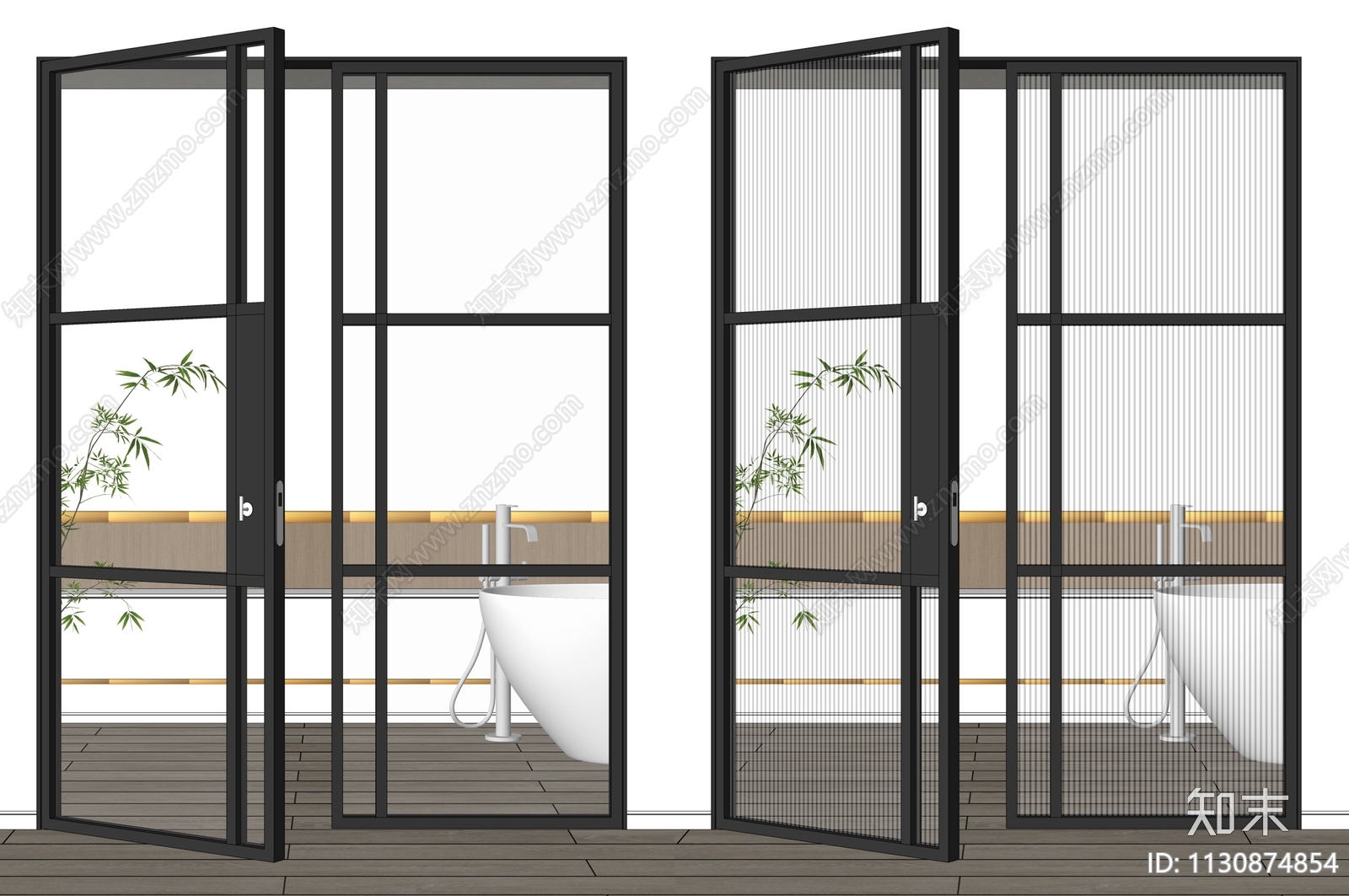 现代极简玻璃双开门SU模型下载【ID:1130874854】