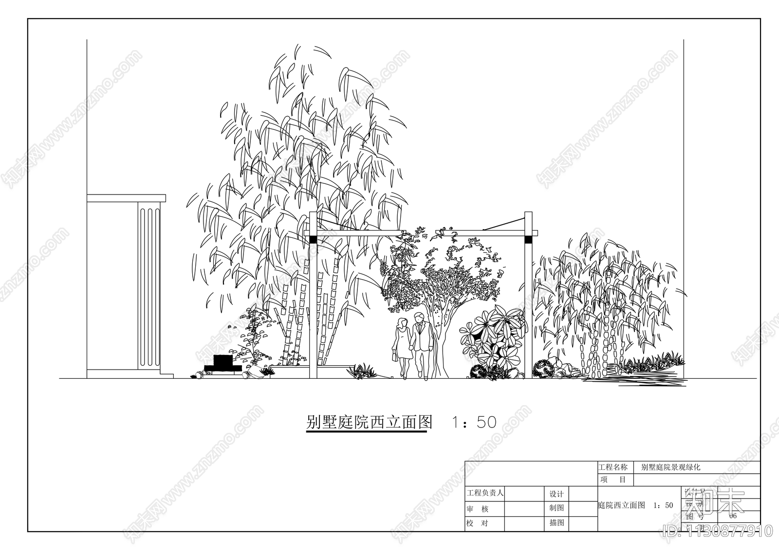 英式别墅花园景观绿化施工图下载【ID:1130877910】