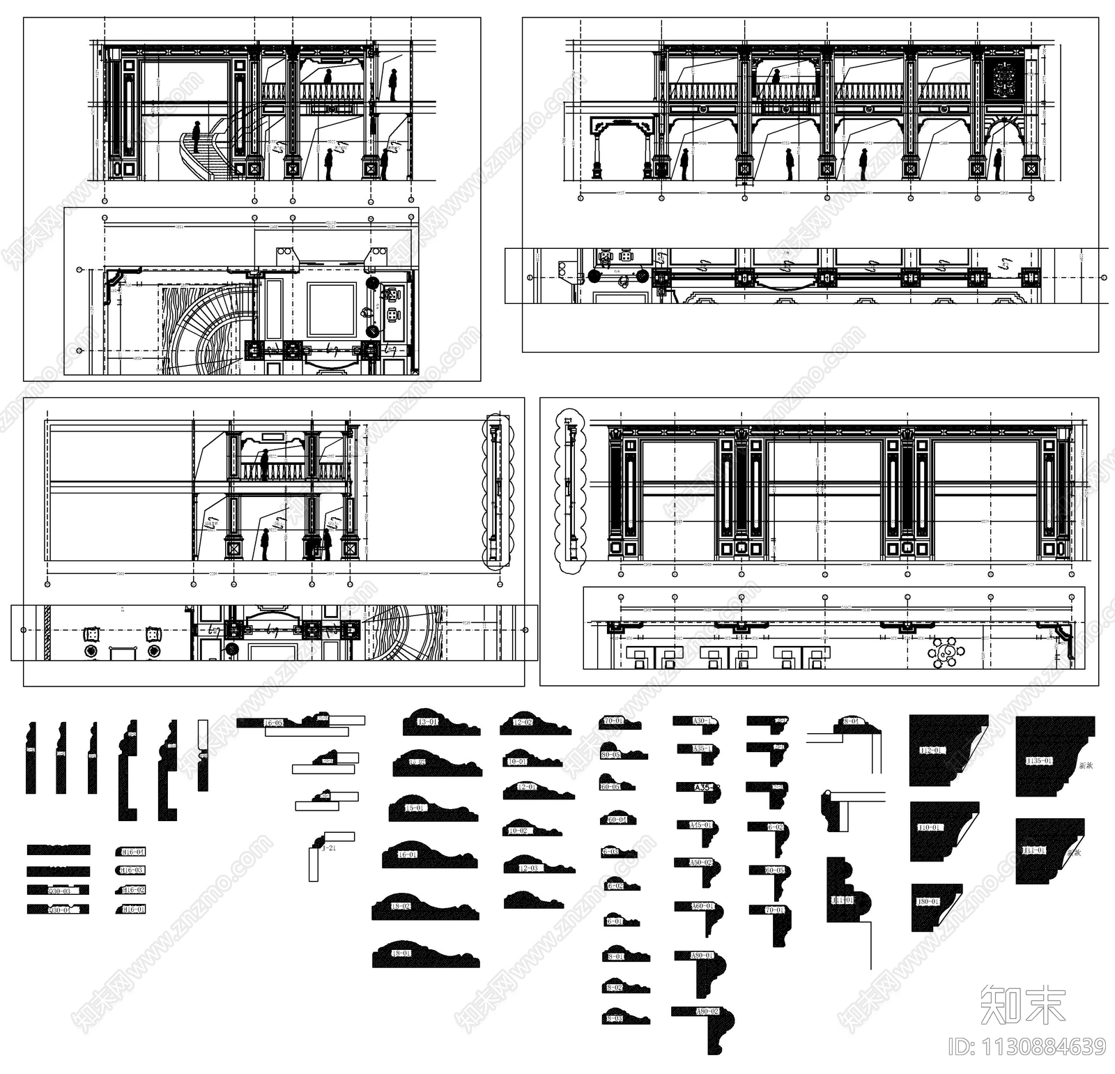 背景墙cad施工图下载【ID:1130884639】