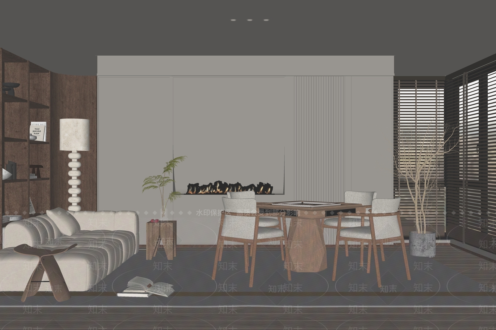 侘寂风棋牌室SU模型下载【ID:1130886483】