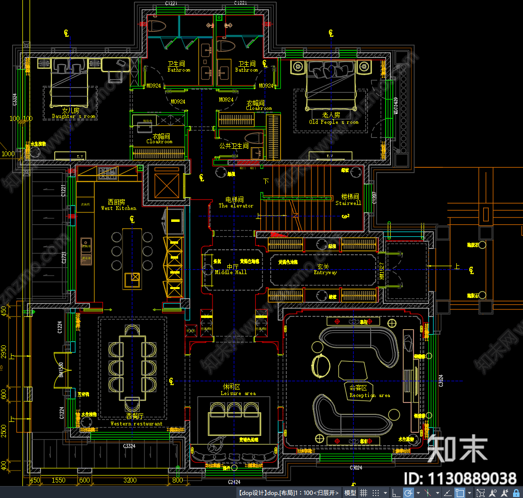 别墅平面图cad施工图下载【ID:1130889038】