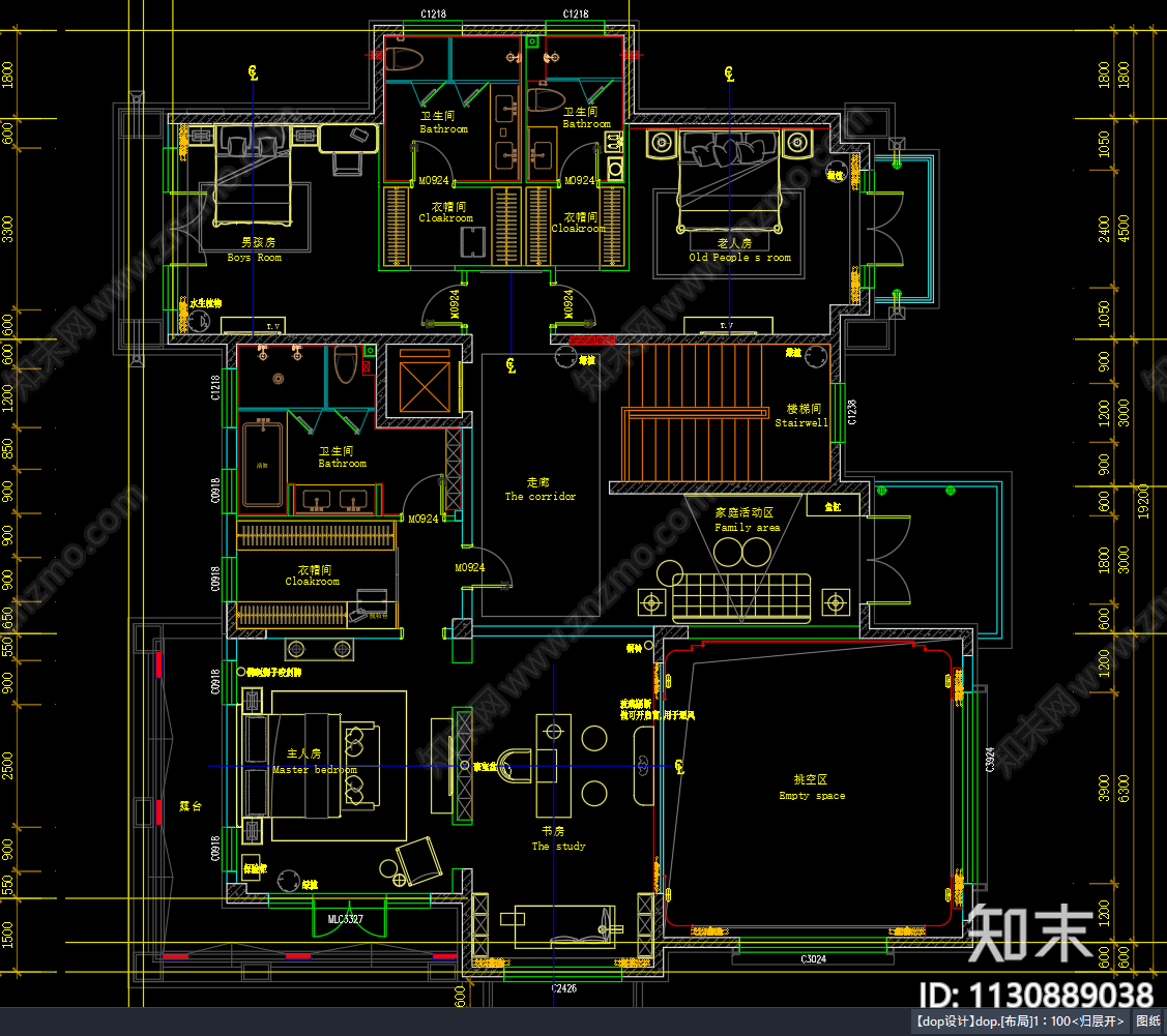 别墅平面图cad施工图下载【ID:1130889038】