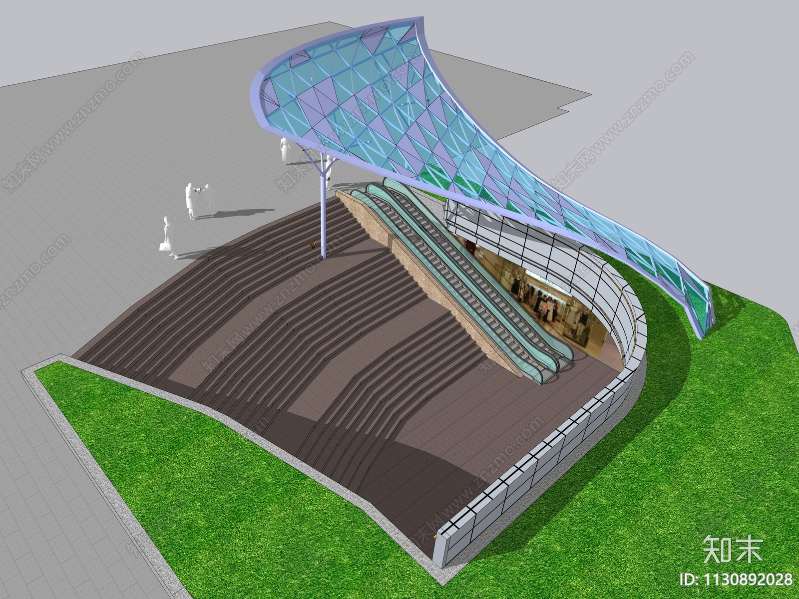 现代地下商场出入口SU模型下载【ID:1130892028】