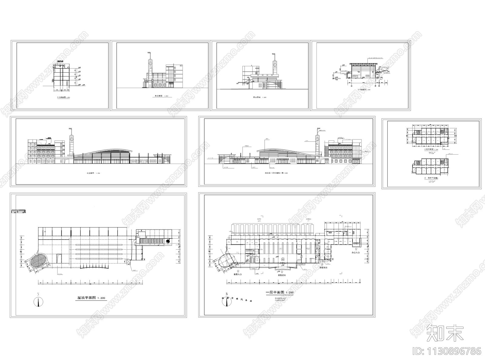 11套汽车站客运站建筑施工图下载【ID:1130896786】