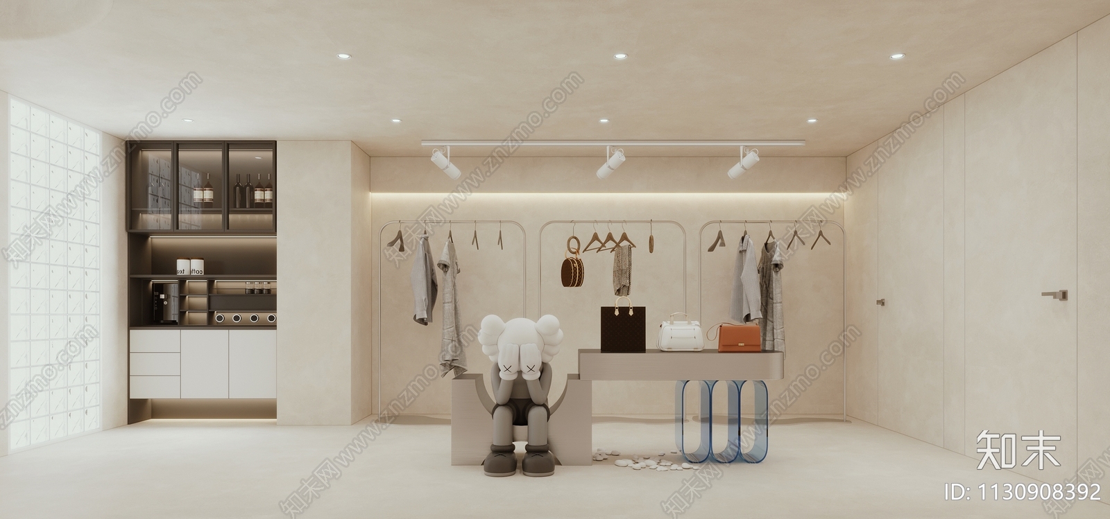 侘寂奶油风服装店3D模型下载【ID:1130908392】