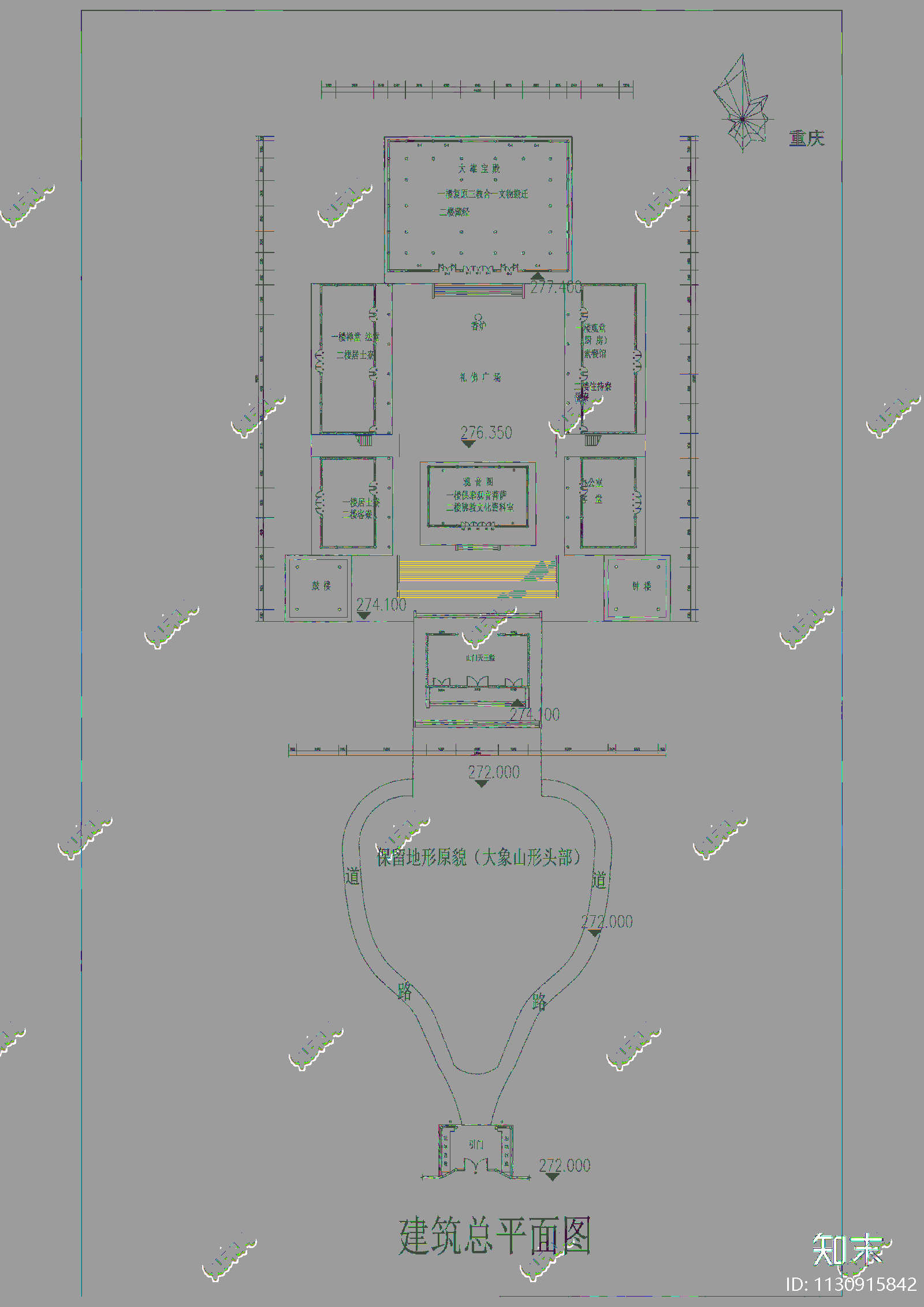 江北观音寺cad施工图下载【ID:1130915842】