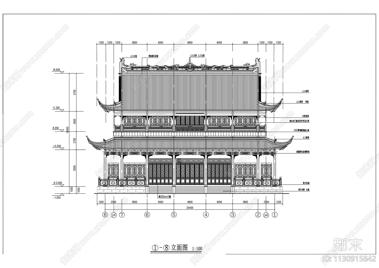 江北观音寺cad施工图下载【ID:1130915842】