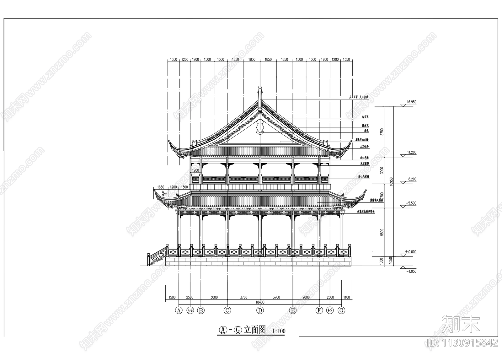 江北观音寺cad施工图下载【ID:1130915842】