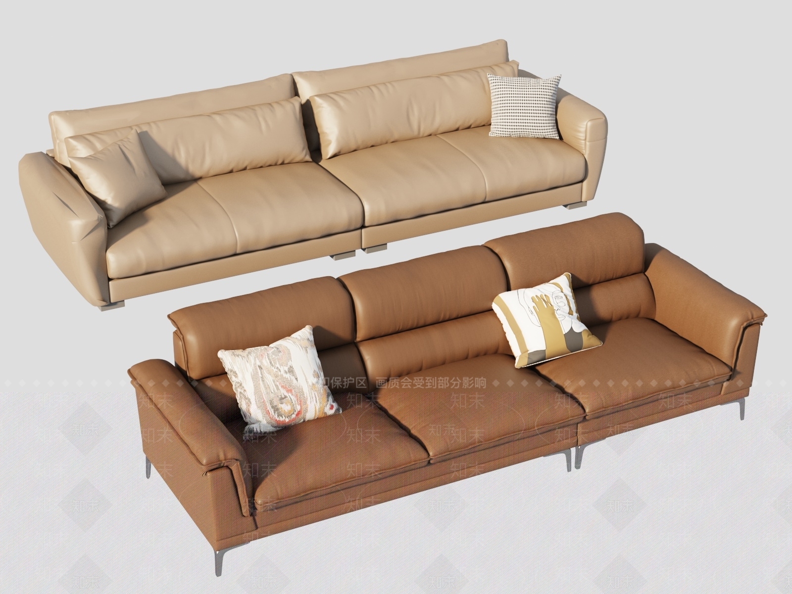 现代皮质双人沙发SU模型下载【ID:1130921974】