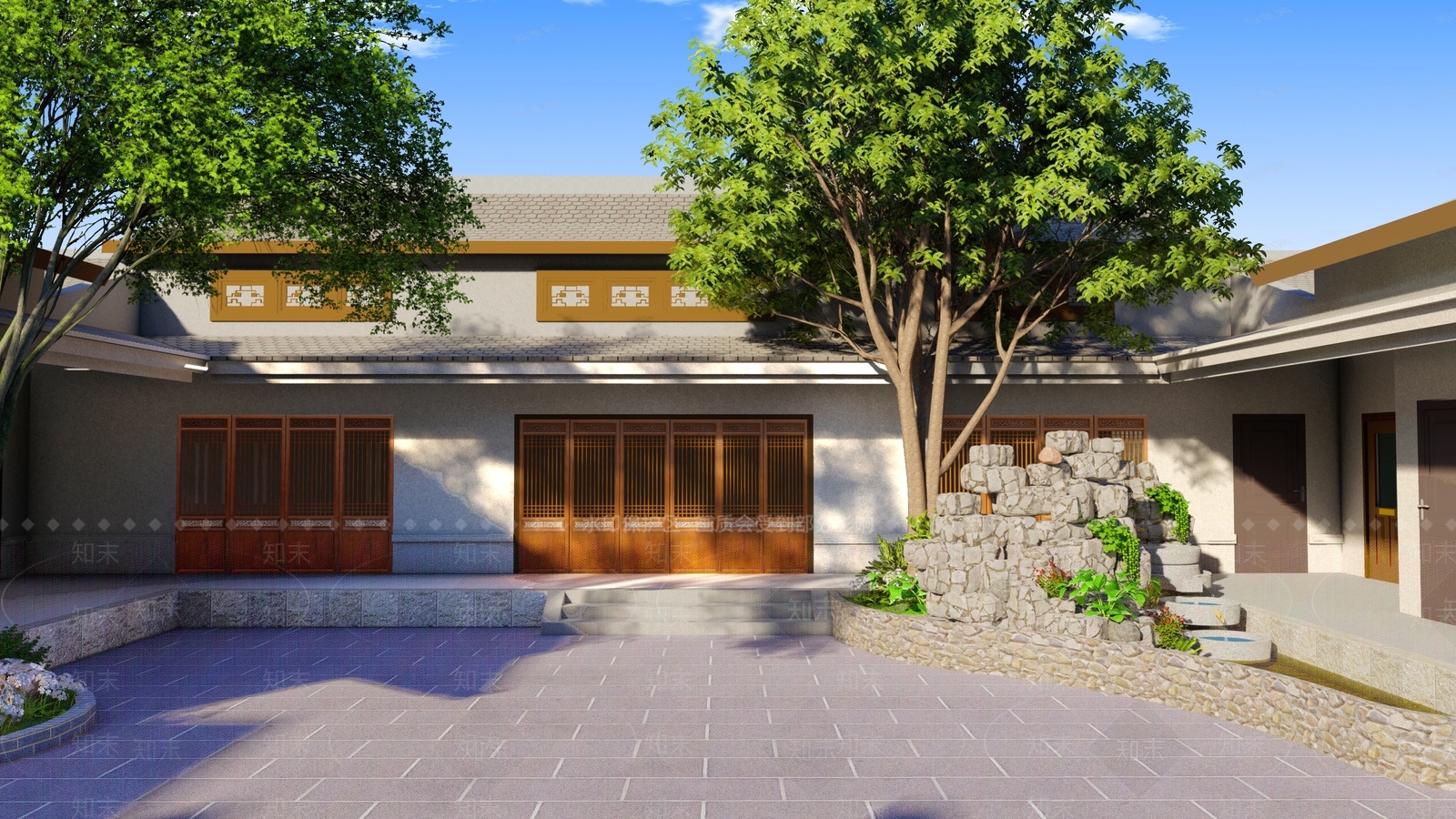 新中式四合院SU模型下载【ID:1130969794】