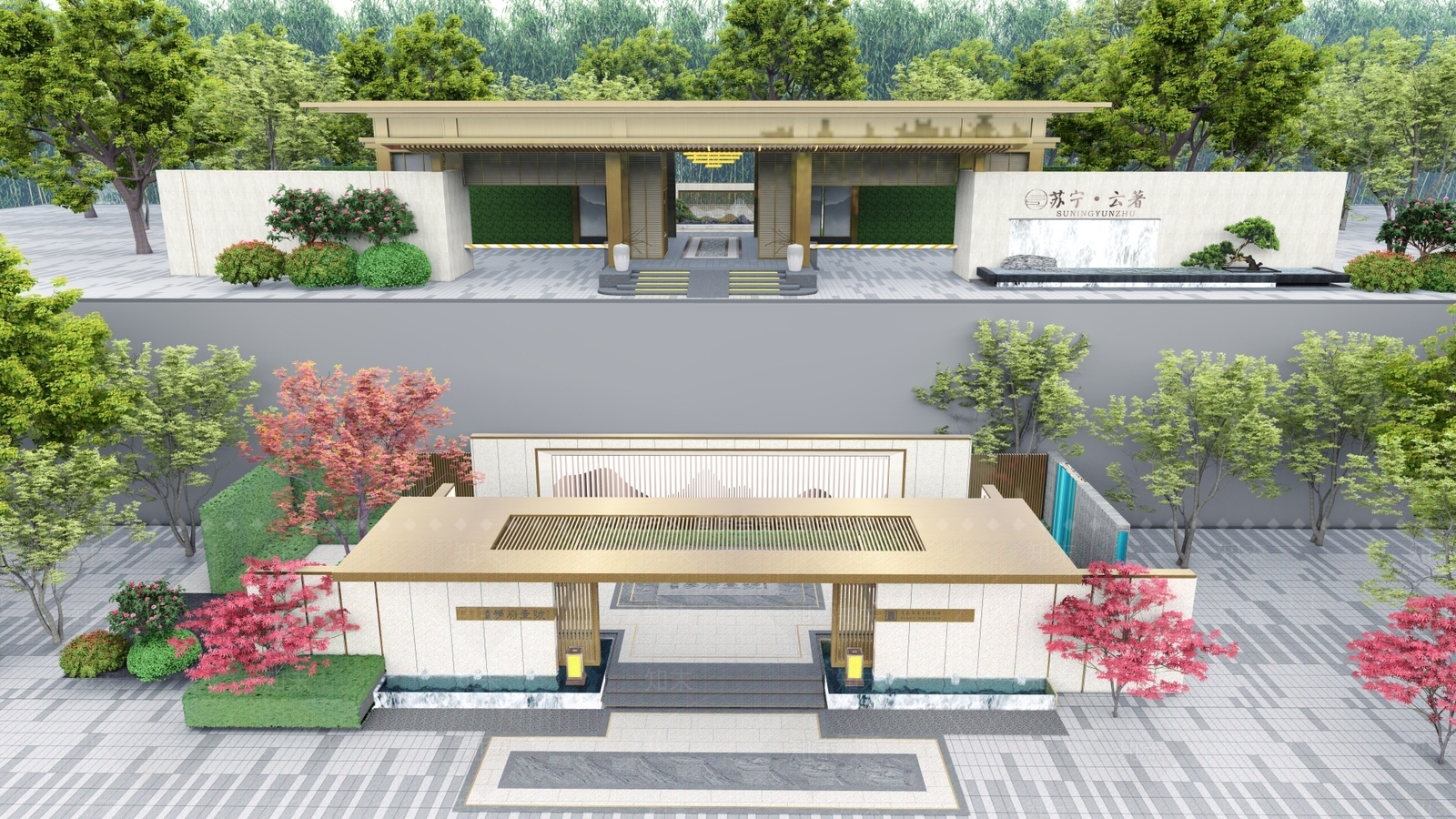 新中式入口大门SU模型下载【ID:1130923247】