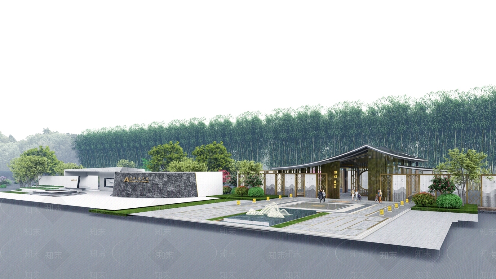 新中式入口大门SU模型下载【ID:1130924370】