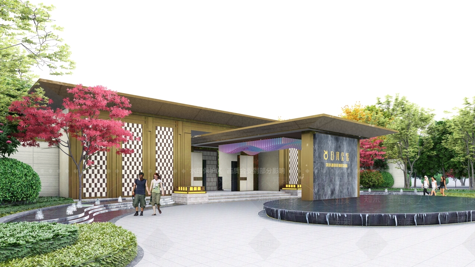 新中式入口大门SU模型下载【ID:1130924305】