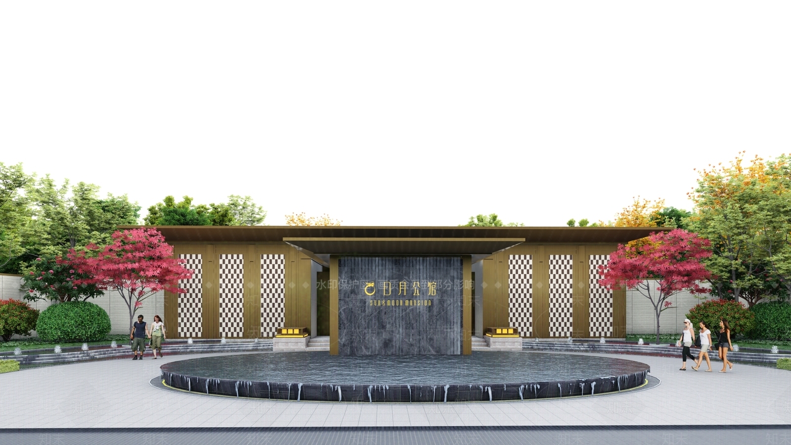 新中式入口大门SU模型下载【ID:1130924305】