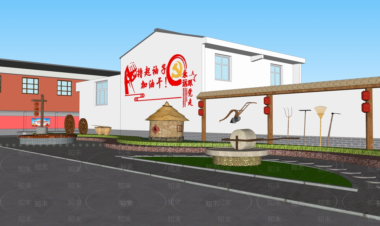 中式乡村公园SU模型下载【ID:1130924950】