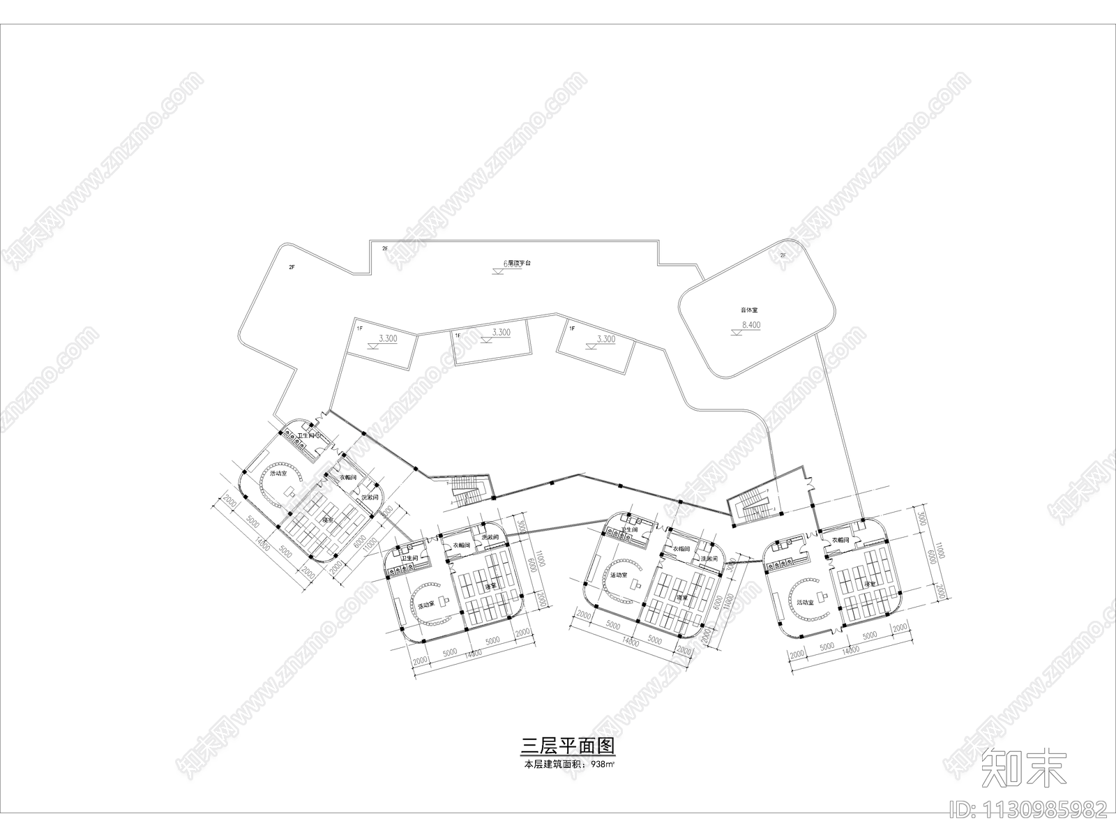 学校建筑cad施工图下载【ID:1130985982】