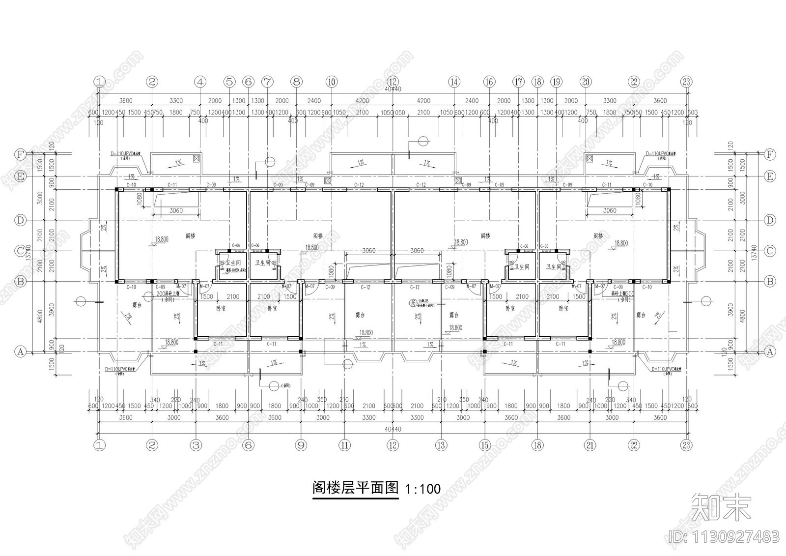 多层公寓建筑cad施工图下载【ID:1130927483】