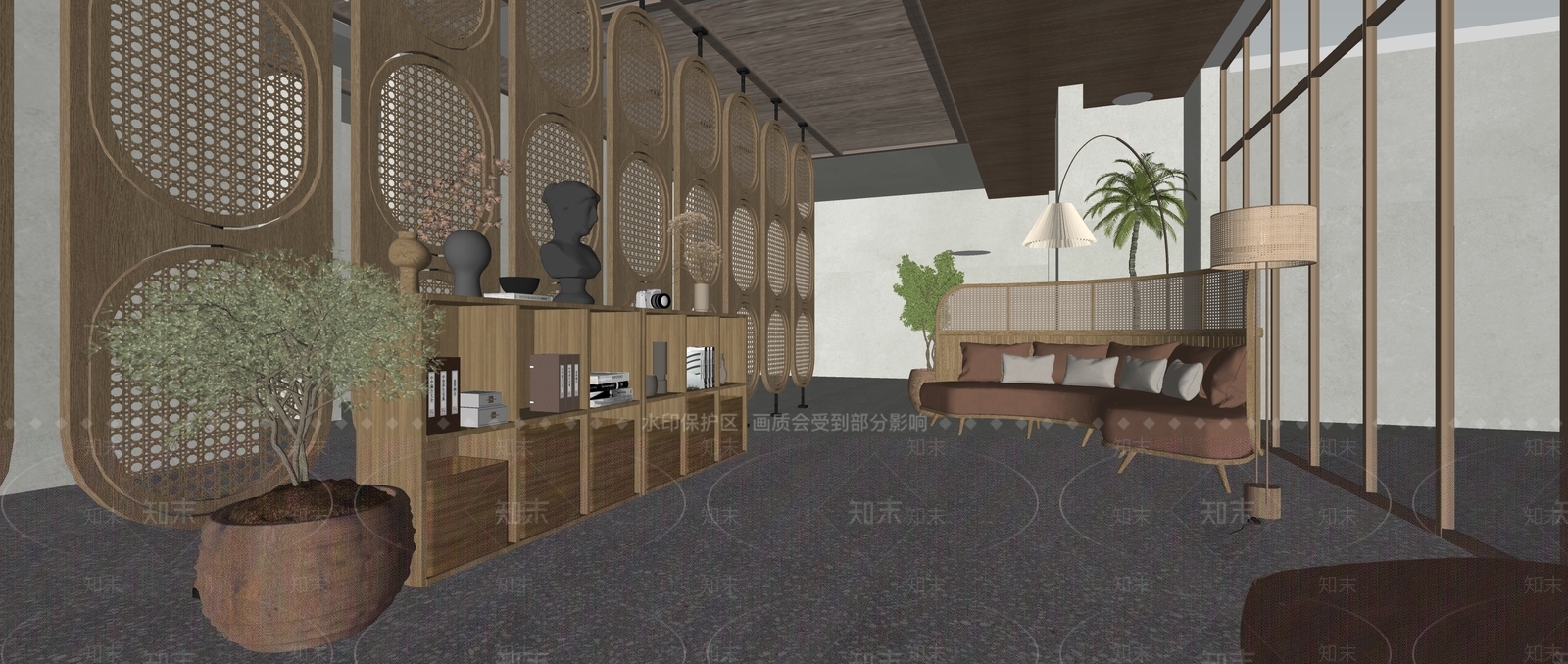 侘寂酒店阅读区SU模型下载【ID:1130928335】