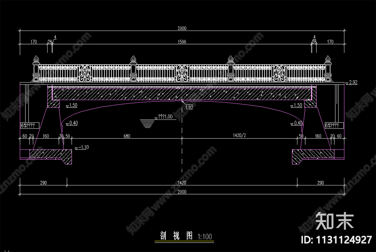 景观桥cad施工图下载【ID:1131124927】