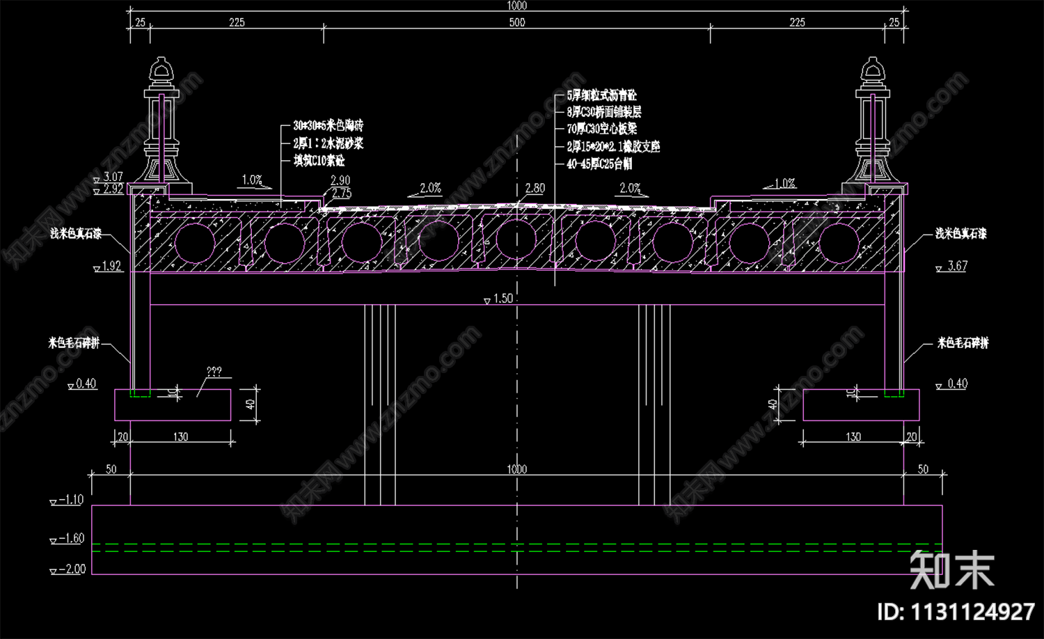 景观桥cad施工图下载【ID:1131124927】