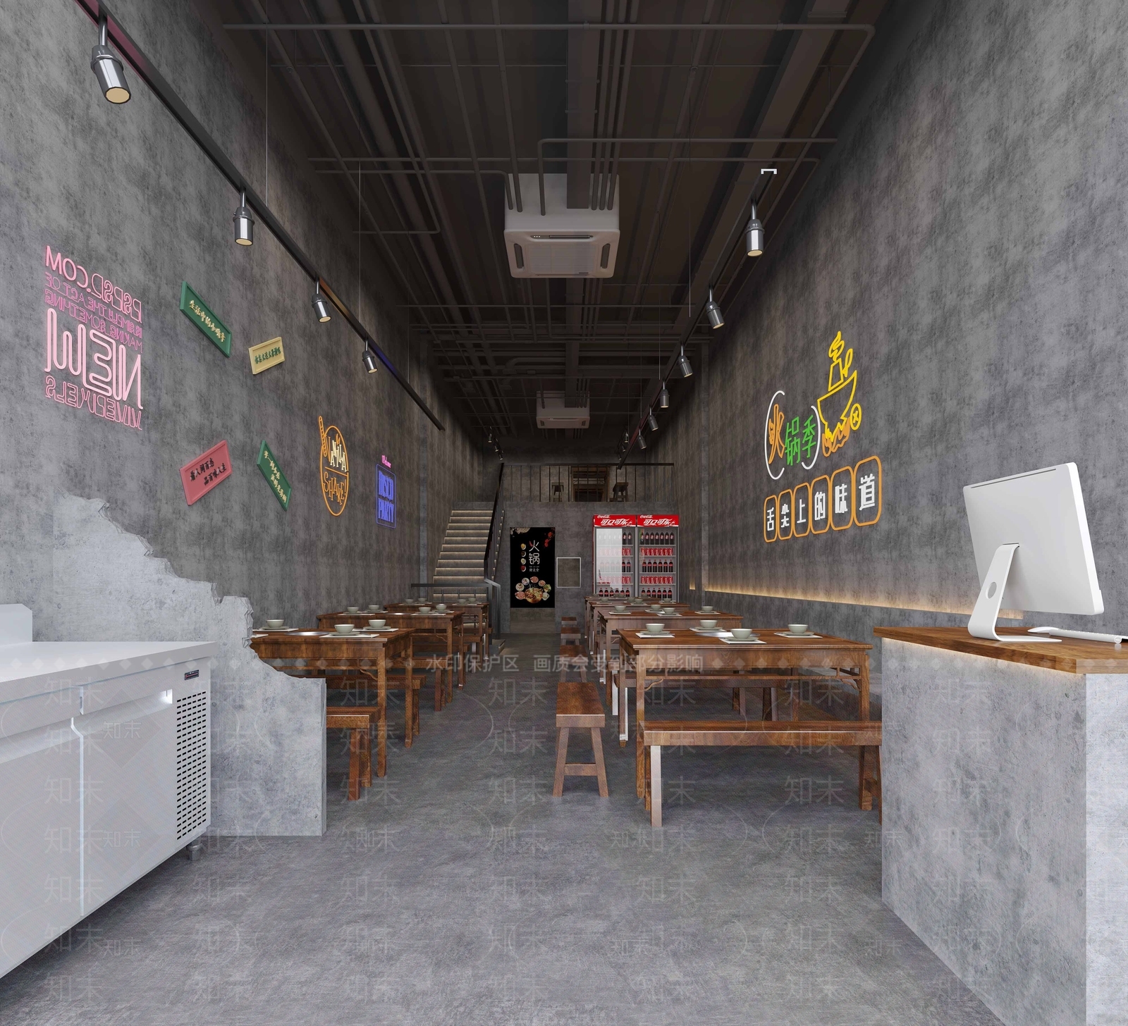 工业风火锅店3D模型下载【ID:1130930184】