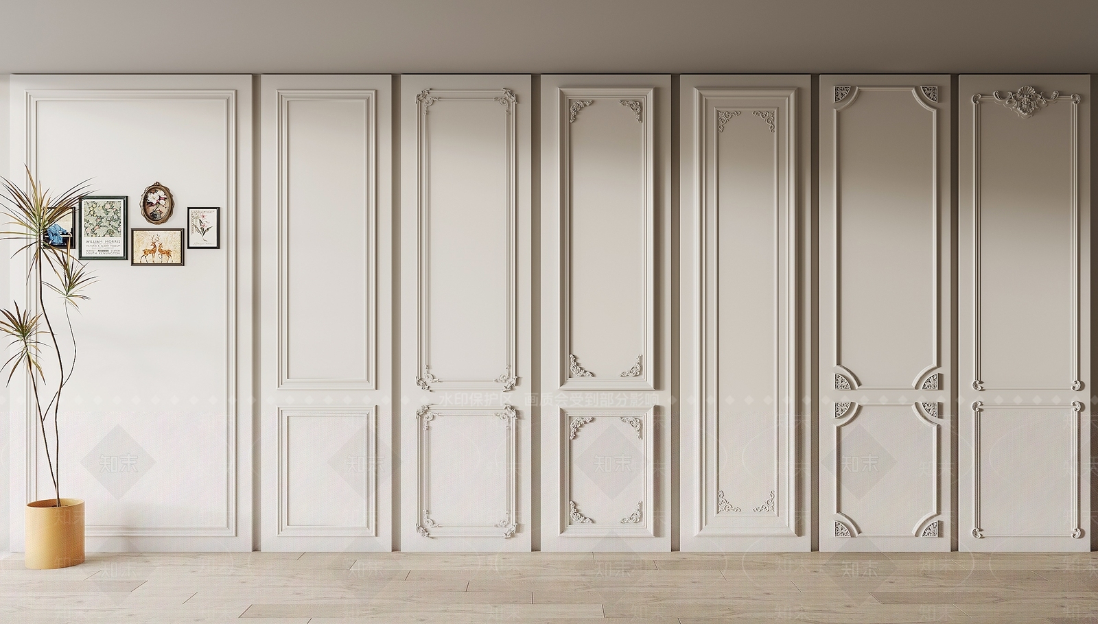 美式护墙板3D模型下载【ID:1130936535】