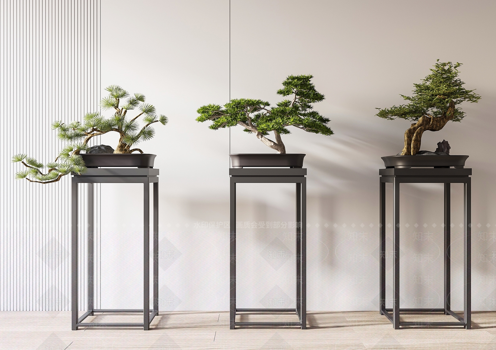 新中式植物盆景3D模型下载【ID:1130937525】