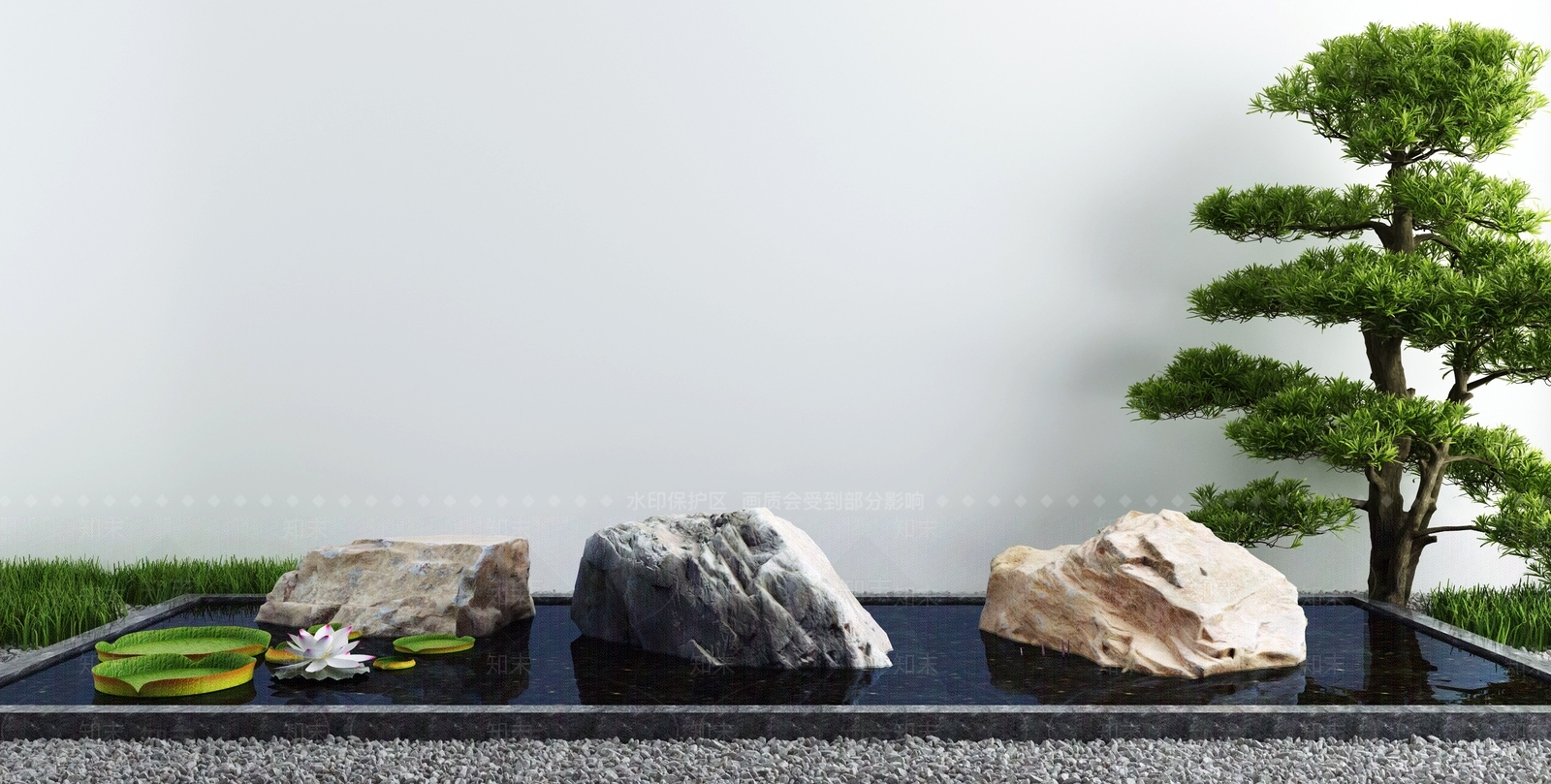 新中式假山水景3D模型下载【ID:1130937950】