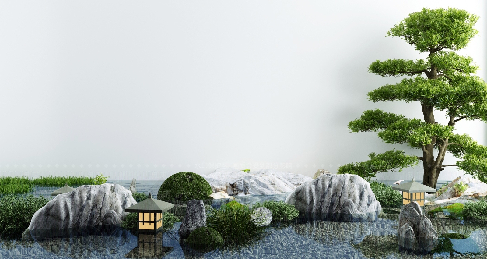 新中式假山水景3D模型下载【ID:1130939672】