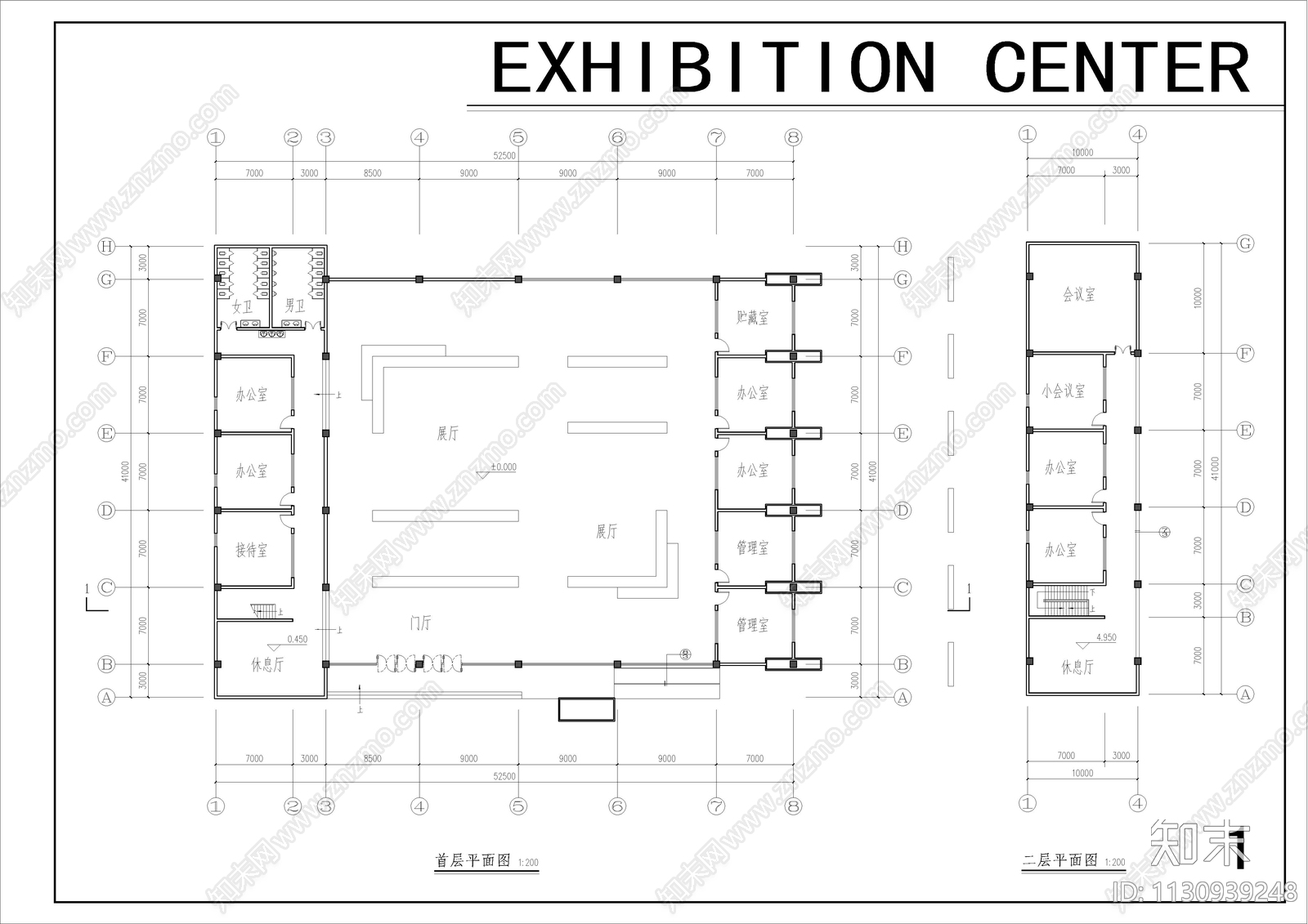 会展中心CADcad施工图下载【ID:1130939248】