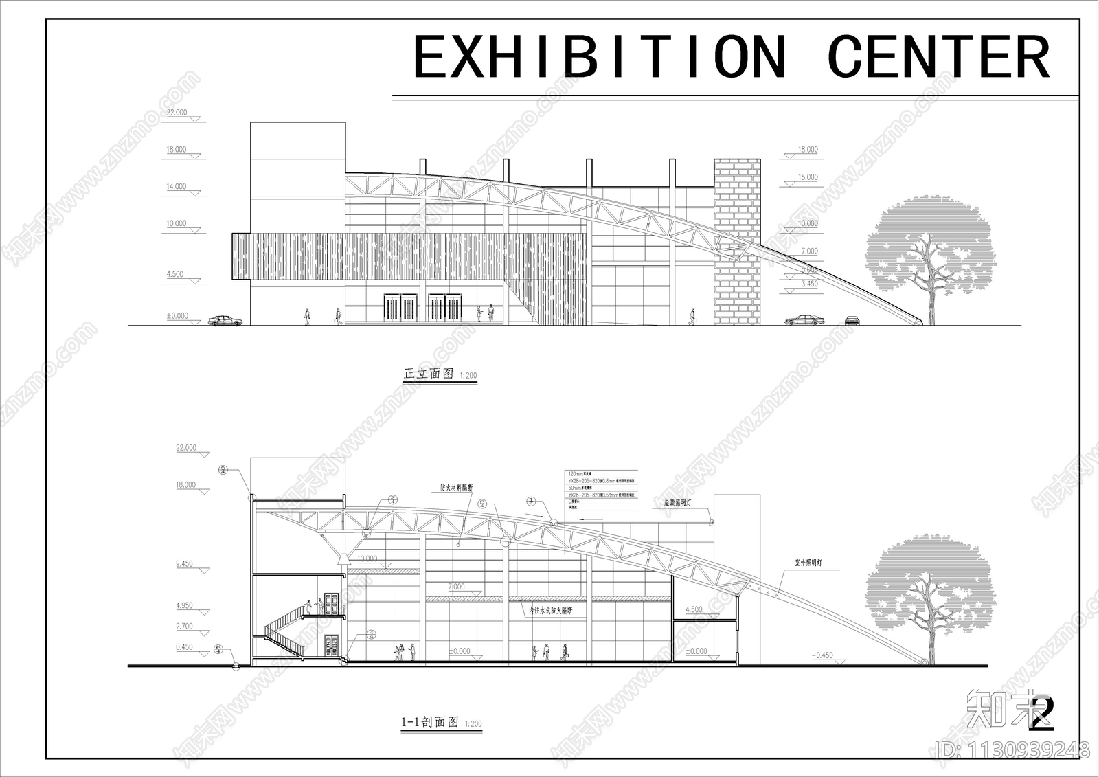 会展中心CADcad施工图下载【ID:1130939248】