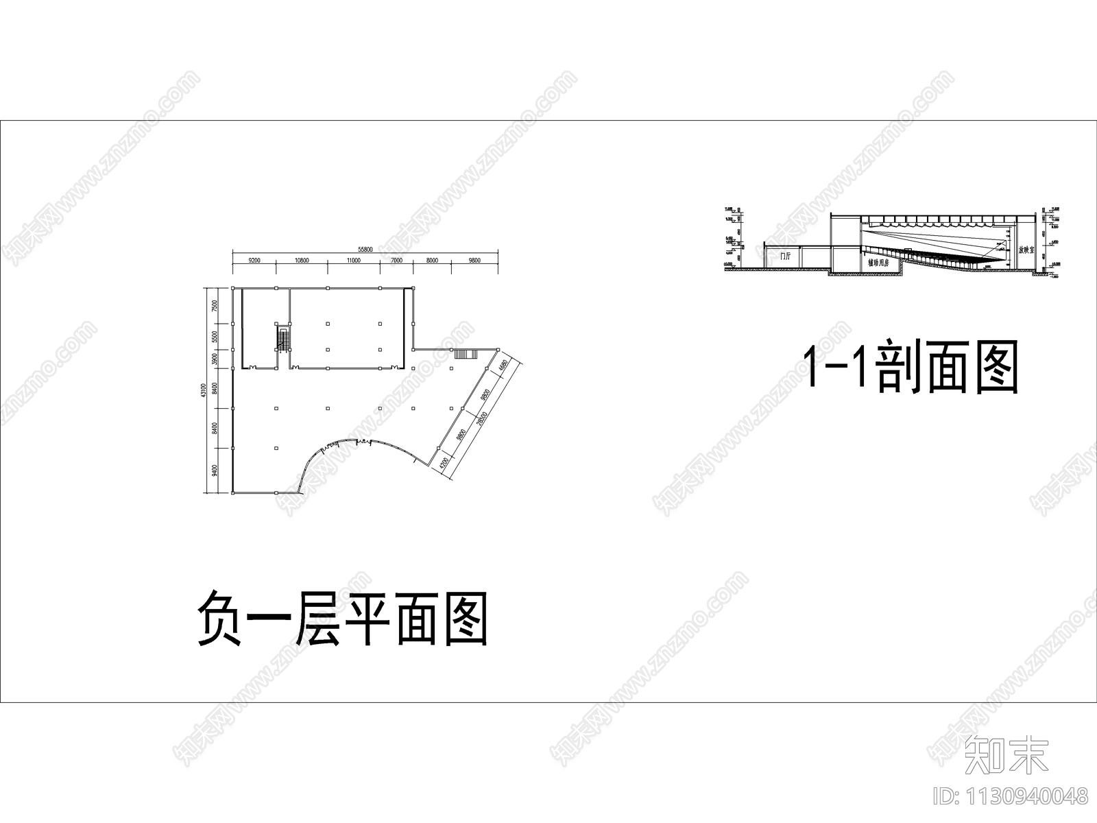 现代展览中心CADcad施工图下载【ID:1130940048】